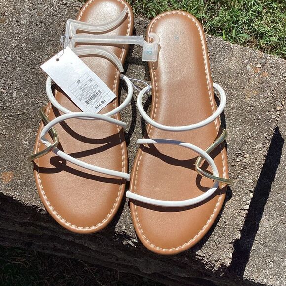 NWT Shade and Shore Women's Bali Strappy Slide Sandals White 12 - Picture 3 of 6